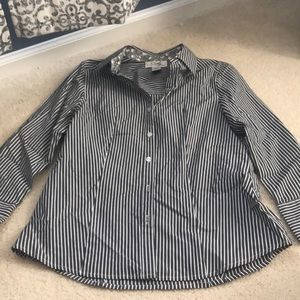 Size medium grey and white stripe button up
